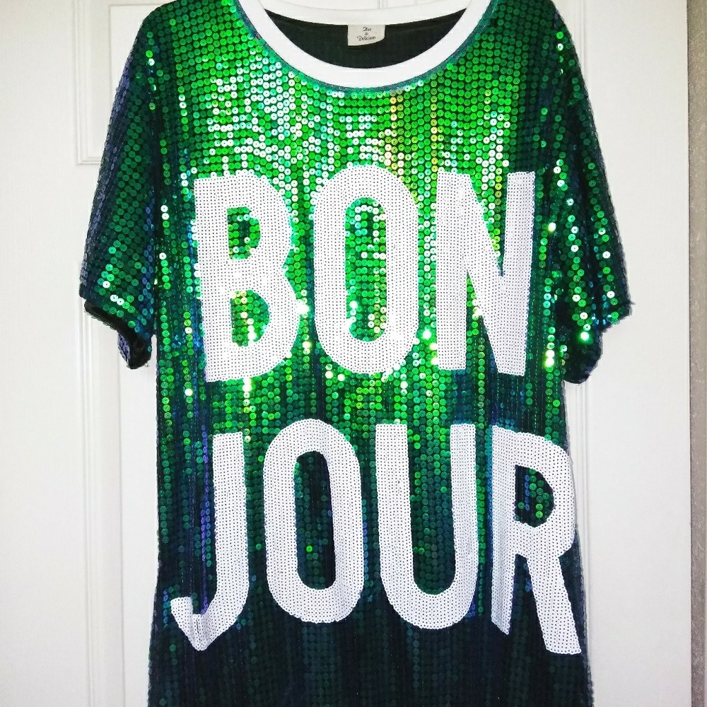 Bon jour Sequin shirt dress os